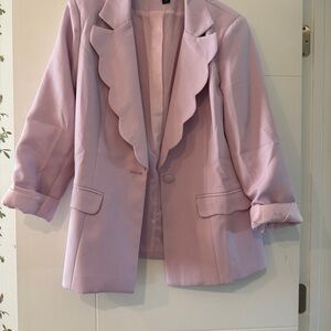 Boohoo Pink Blazer with Scalloped Lapel and Relaxed Fit